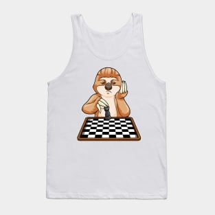 Sloth at Chess with Chess board Tank Top